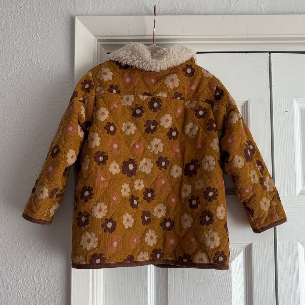 Wild Wawa Heirloom Quilted Jacket Mustard Floral 3/4 - Picture 3 of 3